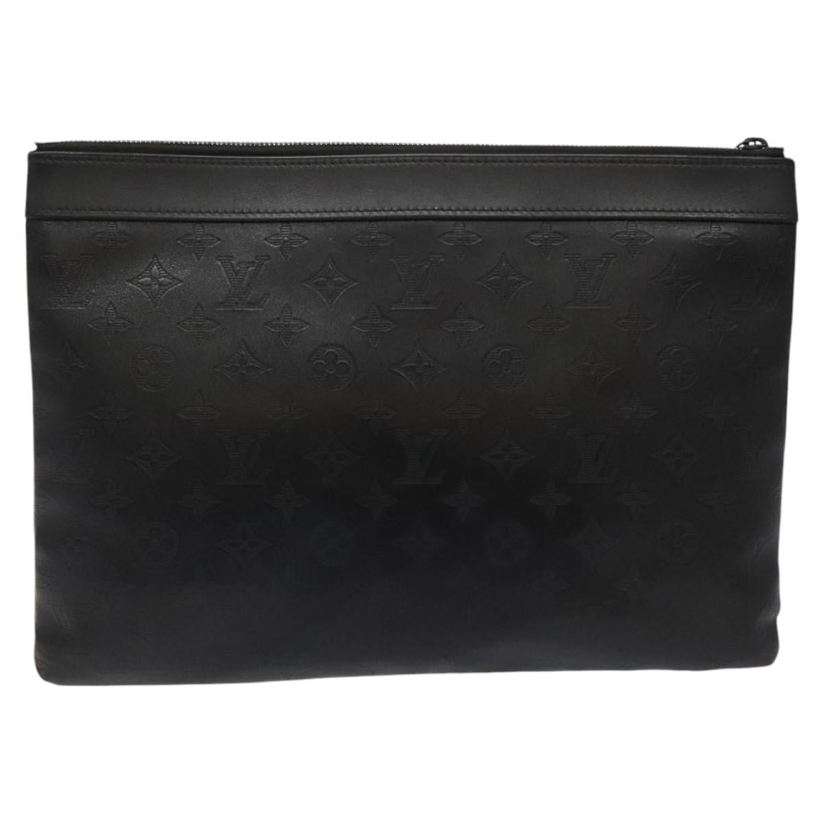 Louis Vuitton Discovery Pochette Monogram Shadow Leather Black Leather Bag (Pre-Owned)