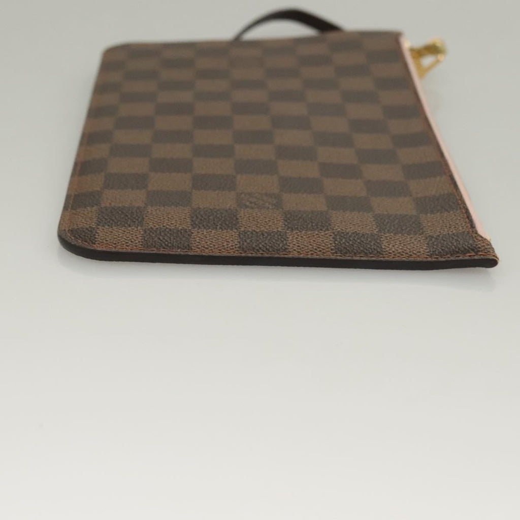 Louis Vuitton Neverfull Pochette Damier Brown Canvas Bag (Pre-Owned)