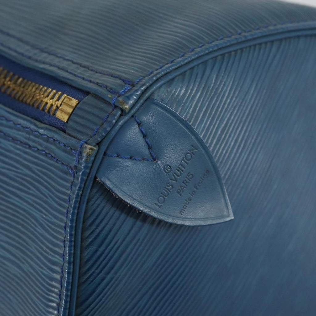 Louis Vuitton Keepall Bag Epi Leather Blue Leather Travel Bag Bag (Pre-Owned)