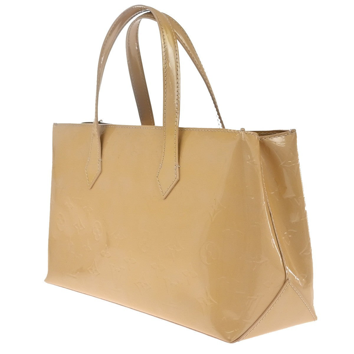 Louis Vuitton Wilshire Handbag Monogram Vernis Beige Patent_Leather Handbag (Pre-Owned)