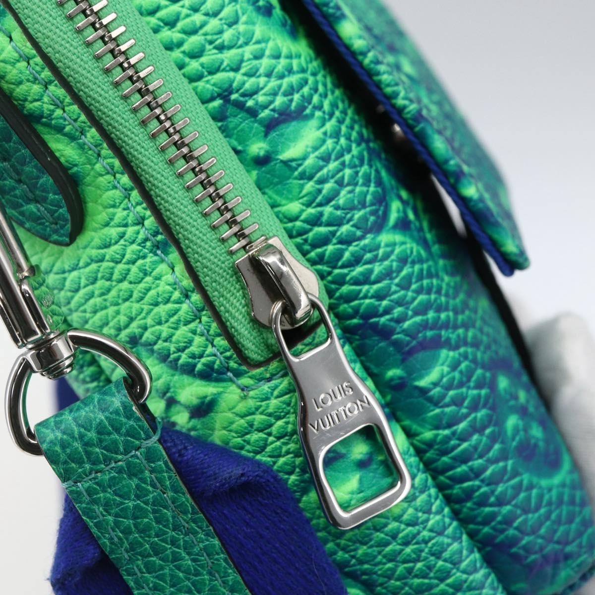 Louis Vuitton Double Phone Pouch Nm Monogram Shadow Leather Green Leather Clutche & Pouche Bag (Pre-Owned)