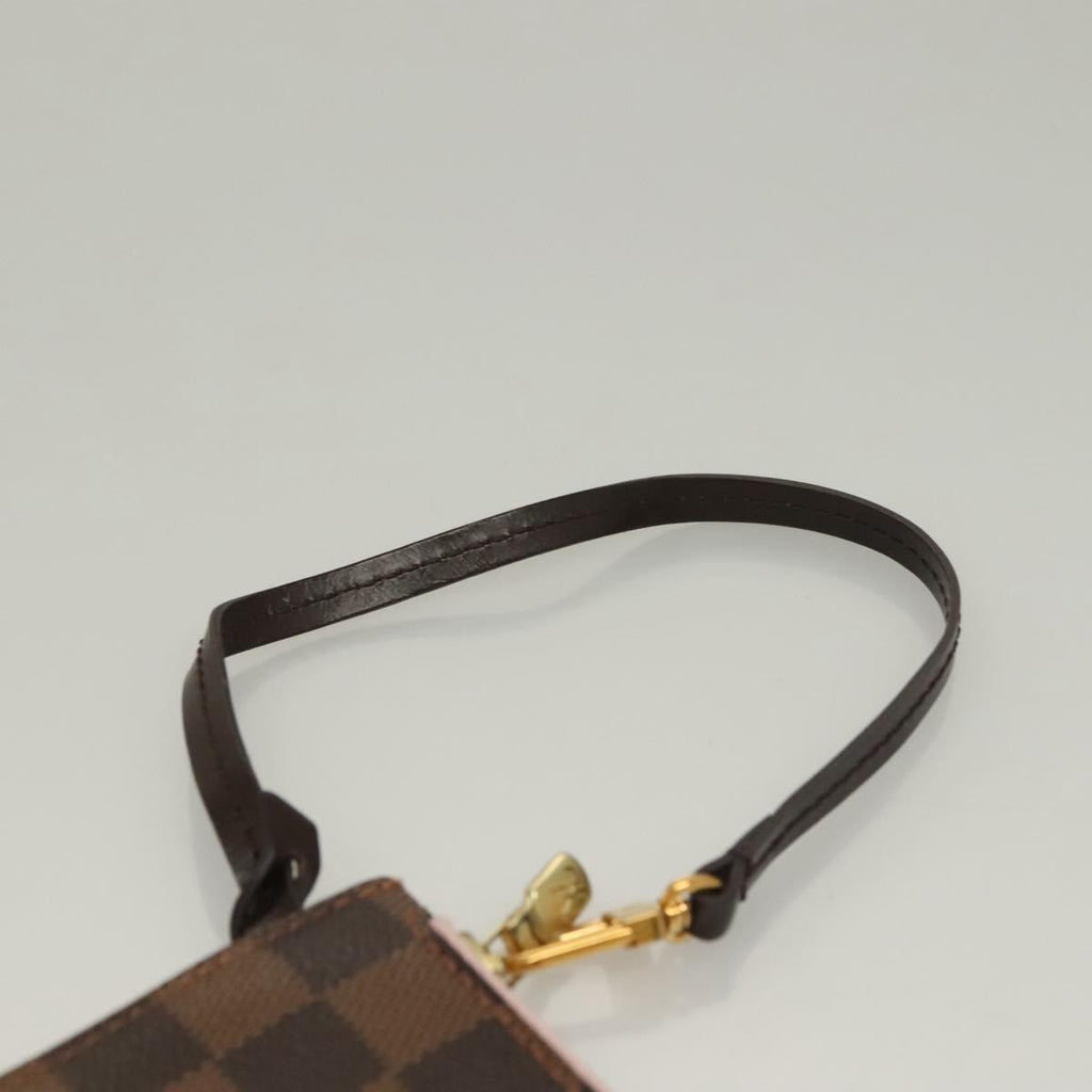 Louis Vuitton Neverfull Pochette Damier Brown Canvas Bag (Pre-Owned)