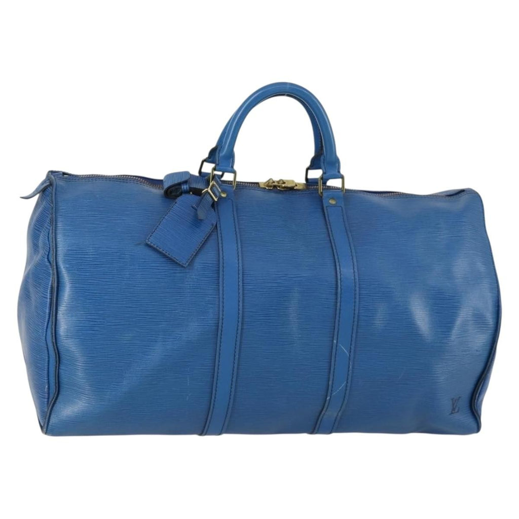 Louis Vuitton Keepall Bag Epi Leather Blue Leather Travel Bag Bag (Pre-Owned)