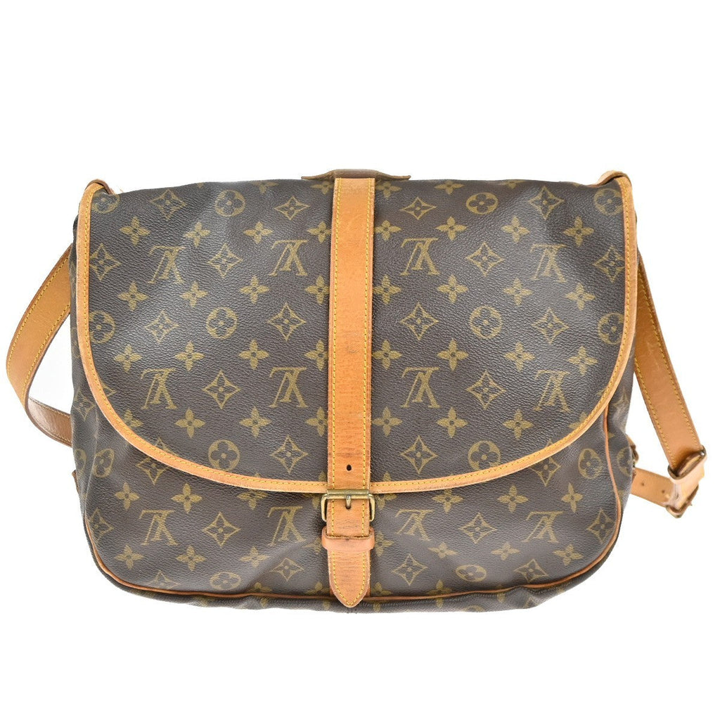 Louis Vuitton Saumur Handbag Monogram Canvas Brown Canvas Shoulder Bag Bag (Pre-Owned)
