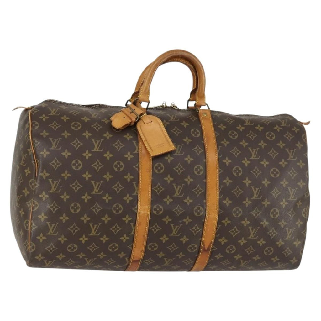 Louis Vuitton Keepall Bag Monogram Canvas Brown Canvas Handbag (Pre-Owned)