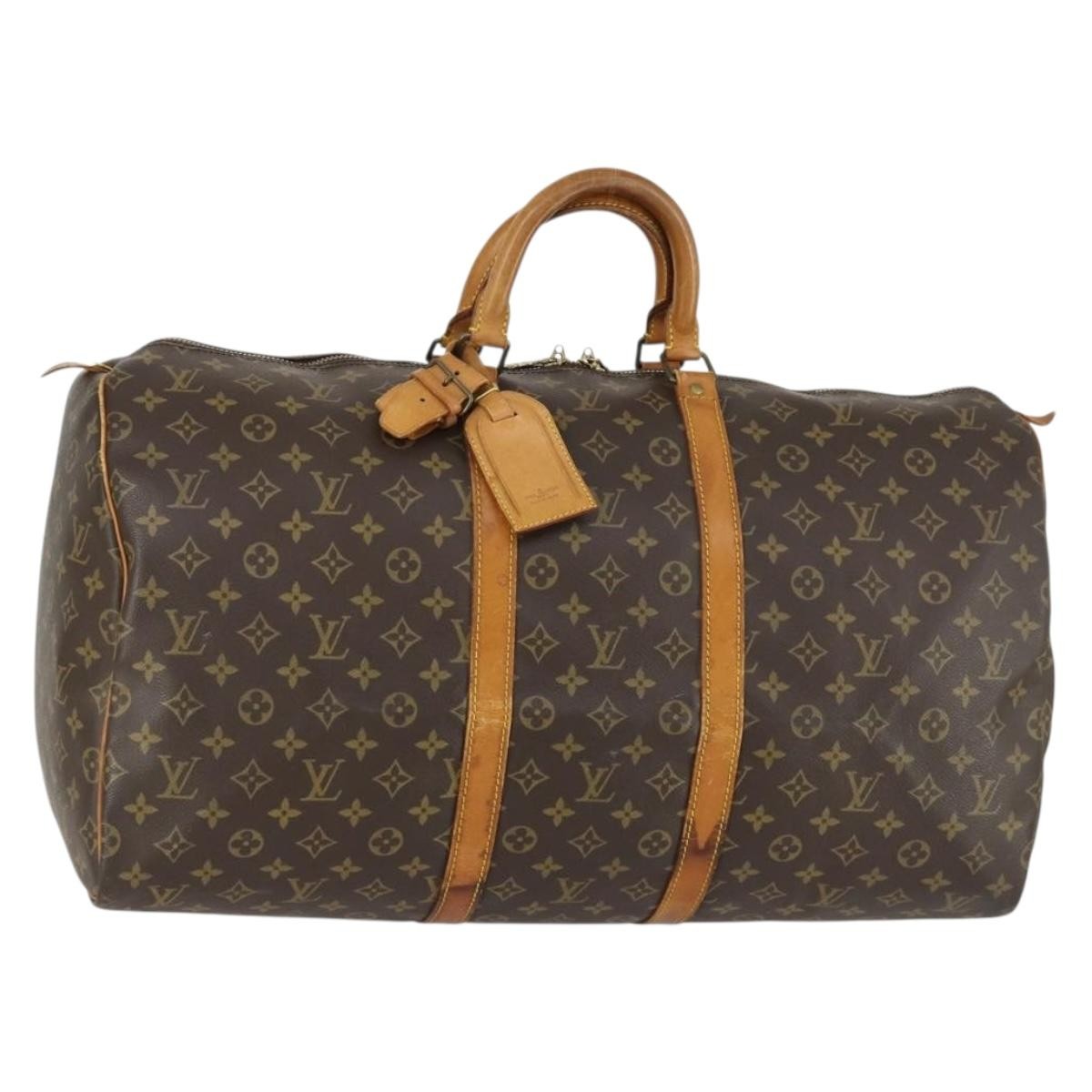Louis Vuitton Keepall Bag Monogram Canvas Brown Canvas Handbag (Pre-Owned)