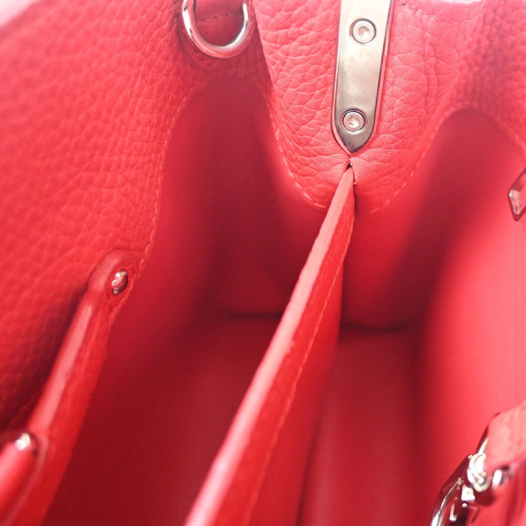Louis Vuitton Capucines Bag Leather Red Leather Handbag (Pre-Owned)