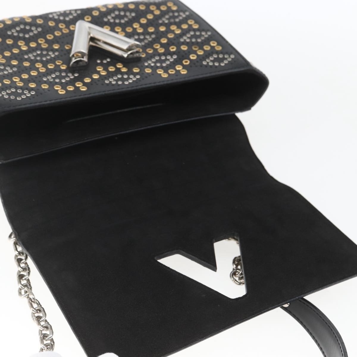 Louis Vuitton Twist Handbag Limited Edition Grommet Embellished Leather Black Leather Shoulder Bag Bag (Pre-Owned)