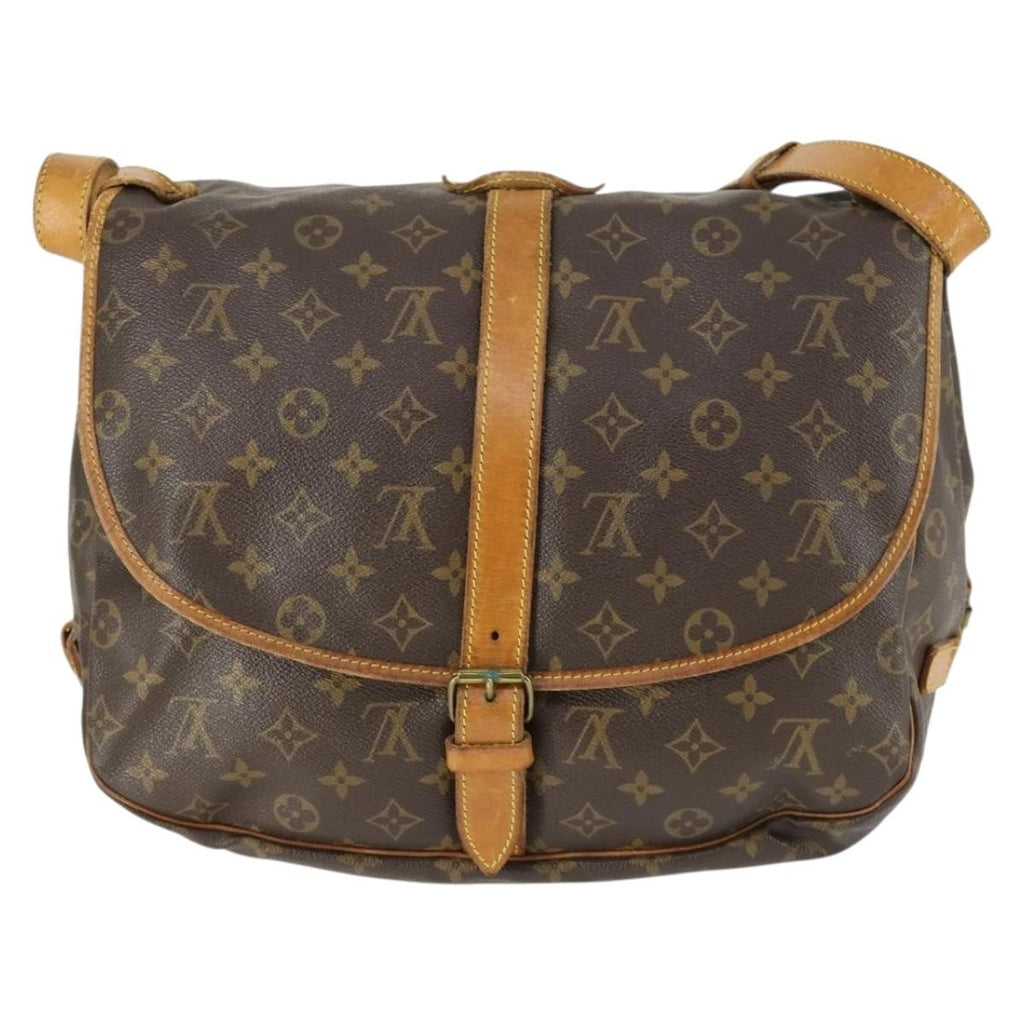 Louis Vuitton Saumur Handbag Monogram Canvas Brown Canvas Shoulder Bag Bag (Pre-Owned)