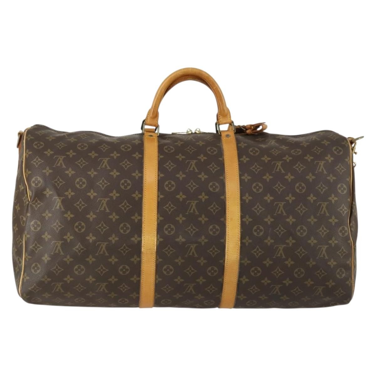Louis Vuitton Keepall Bandouliere Bag Monogram Canvas Brown Canvas Travel Bag Bag (Pre-Owned)