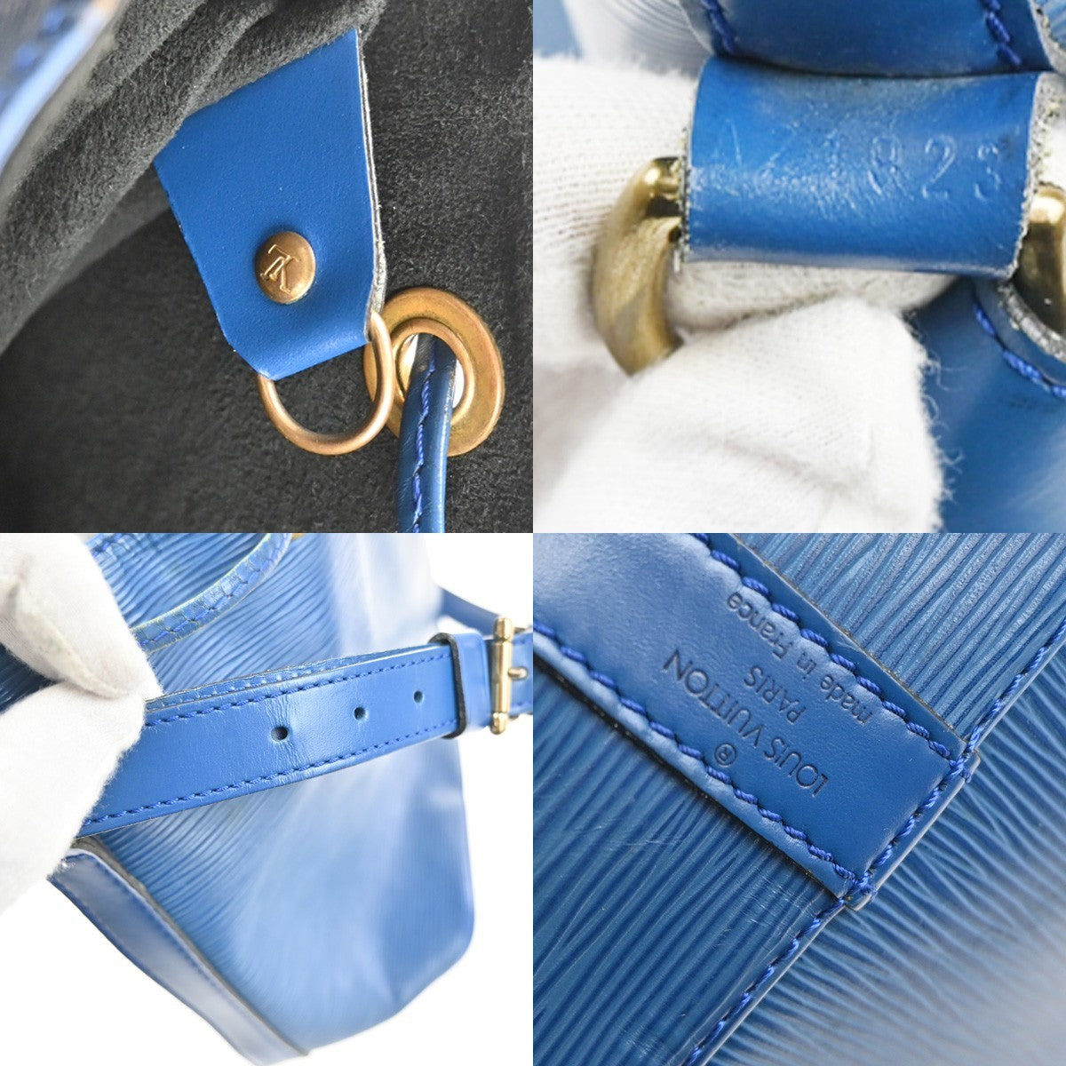 Louis Vuitton Petit Noe Handbag Epi Leather Blue Leather Shoulder Bag Bag (Pre-Owned)