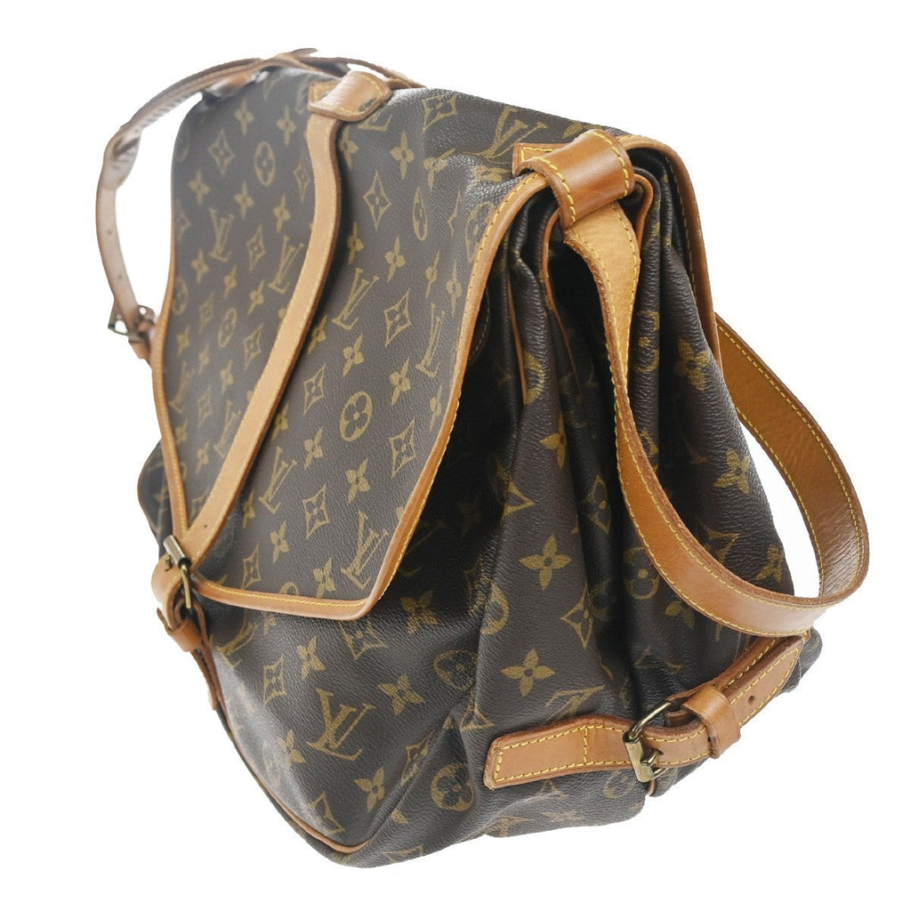 Louis Vuitton Saumur Handbag Monogram Canvas Brown Canvas Shoulder Bag Bag (Pre-Owned)