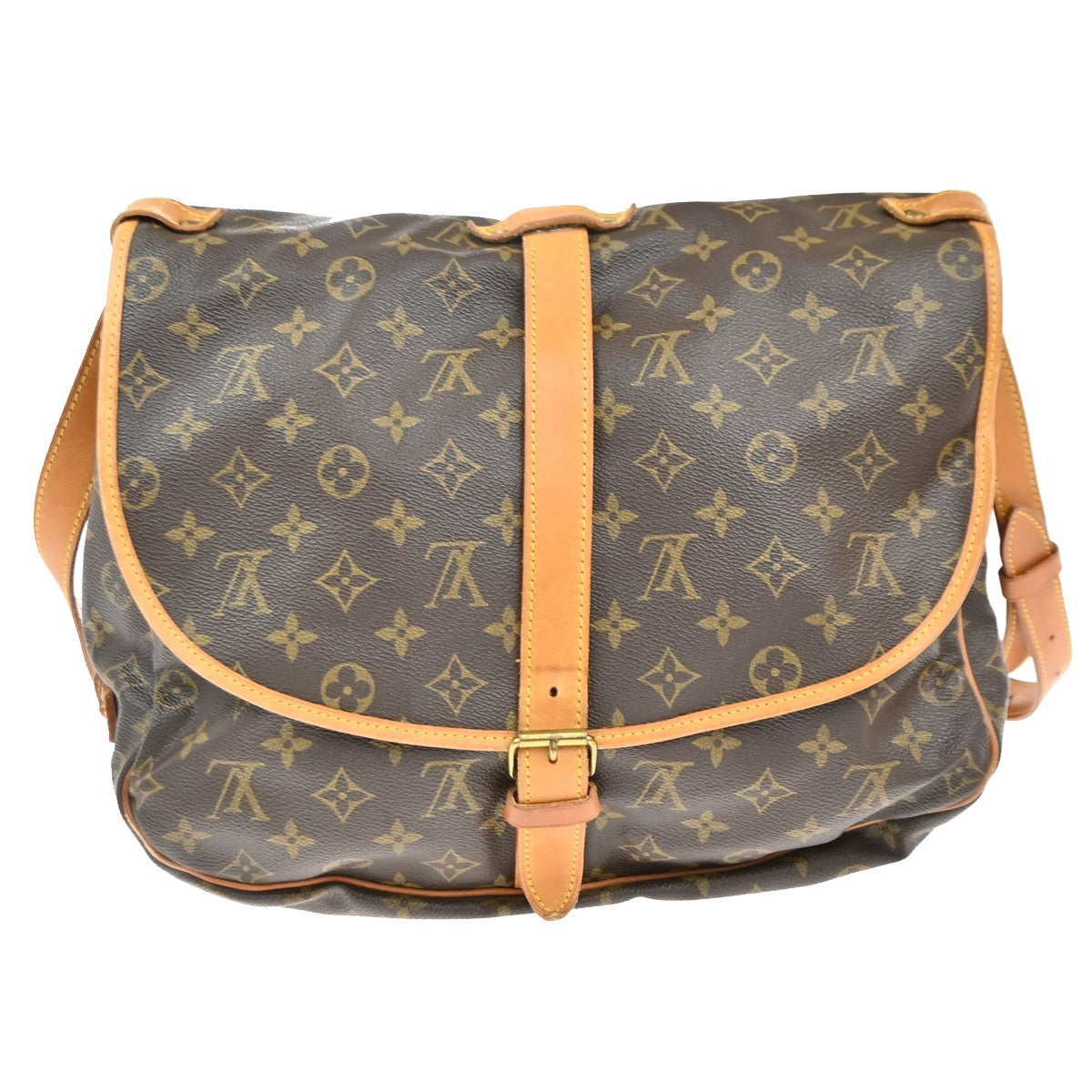 Louis Vuitton Saumur Handbag Monogram Canvas Brown Canvas Shoulder Bag Bag (Pre-Owned)
