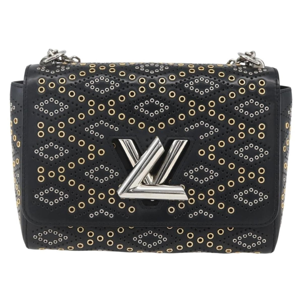 Louis Vuitton Twist Handbag Limited Edition Grommet Embellished Leather Black Leather Shoulder Bag Bag (Pre-Owned)