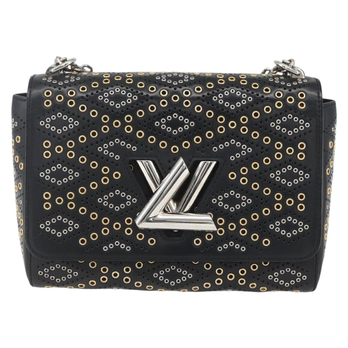Louis Vuitton Twist Handbag Limited Edition Grommet Embellished Leather Black Leather Shoulder Bag Bag (Pre-Owned)