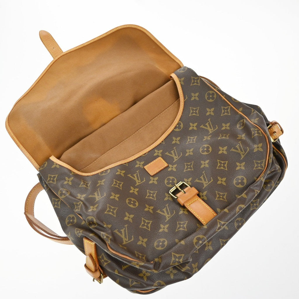 Louis Vuitton Saumur Handbag Monogram Canvas Brown Canvas Shoulder Bag Bag (Pre-Owned)