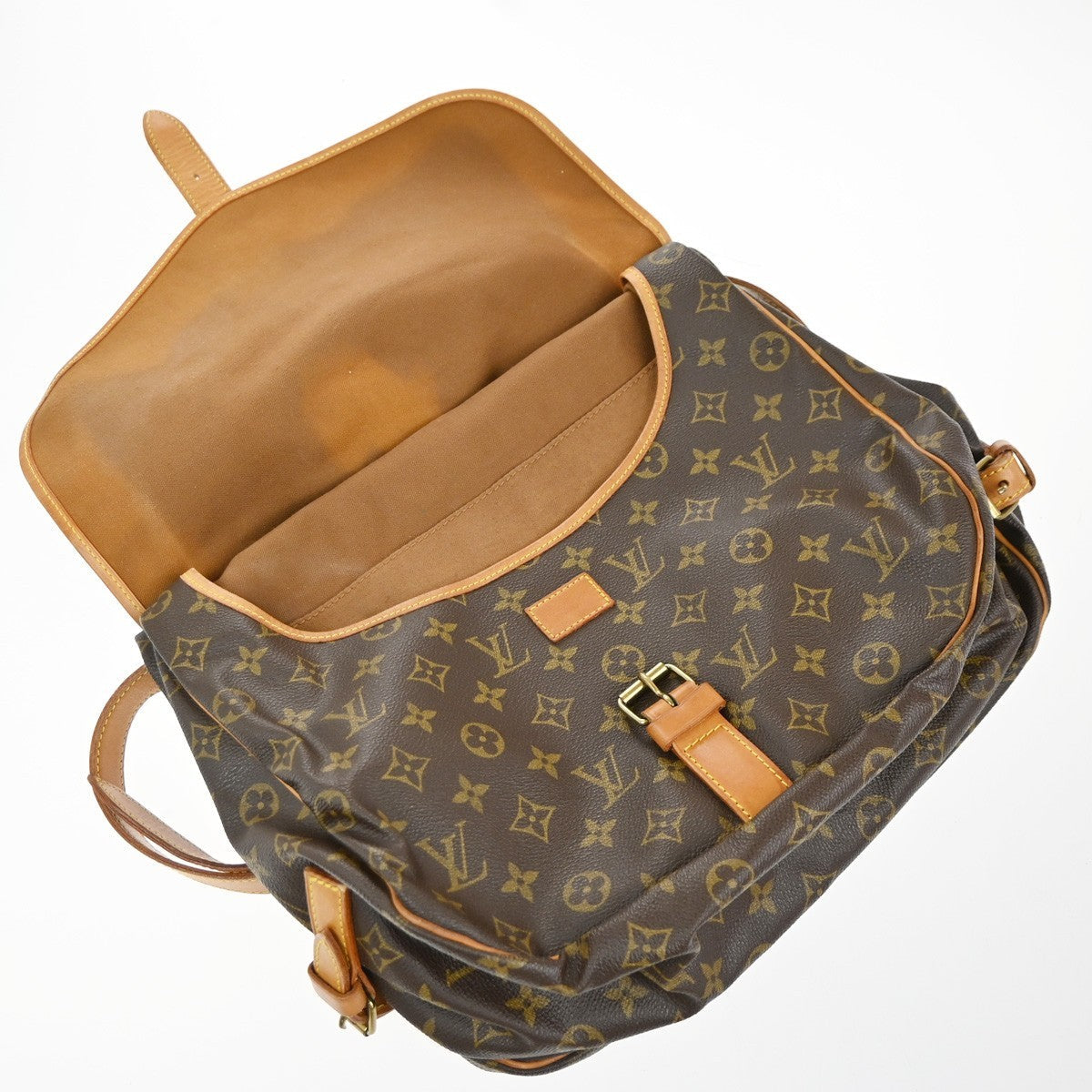 Louis Vuitton Saumur Handbag Monogram Canvas Brown Canvas Shoulder Bag Bag (Pre-Owned)