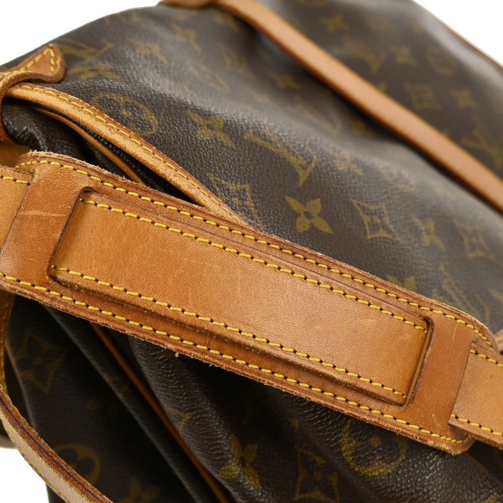 Louis Vuitton Saumur Handbag Monogram Canvas Brown Canvas Shoulder Bag Bag (Pre-Owned)
