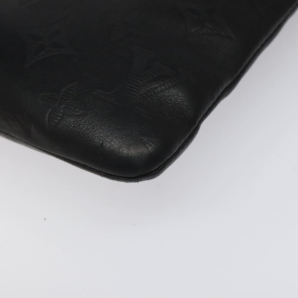 Louis Vuitton Discovery Pochette Monogram Shadow Leather Black Leather Bag (Pre-Owned)