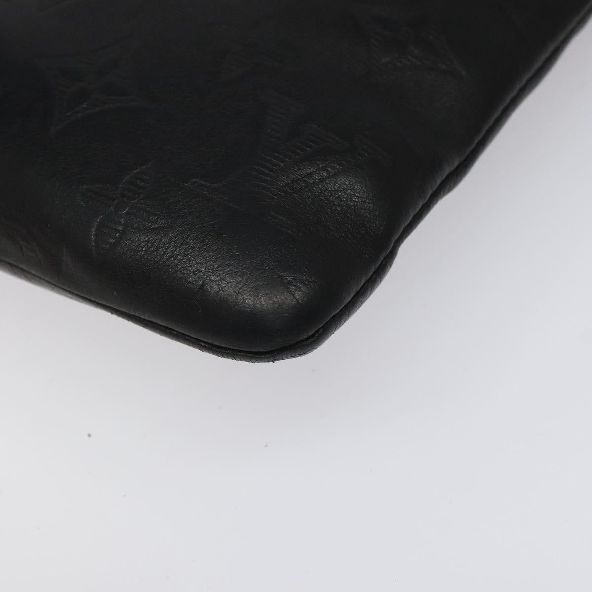 Louis Vuitton Discovery Pochette Monogram Shadow Leather Black Leather Bag (Pre-Owned)