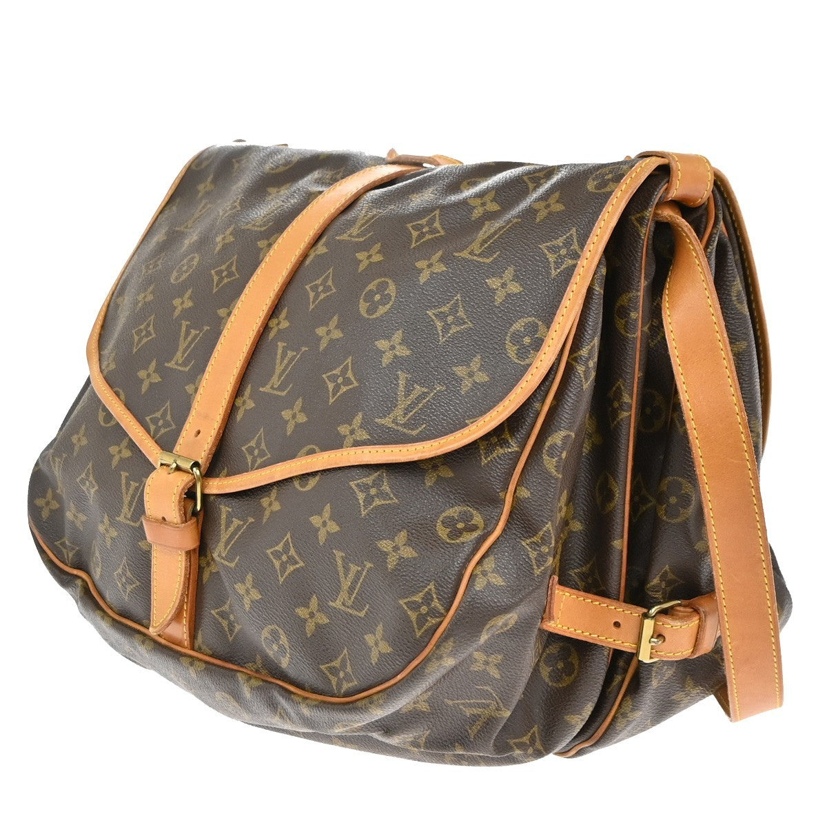Louis Vuitton Saumur Handbag Monogram Canvas Brown Canvas Shoulder Bag Bag (Pre-Owned)