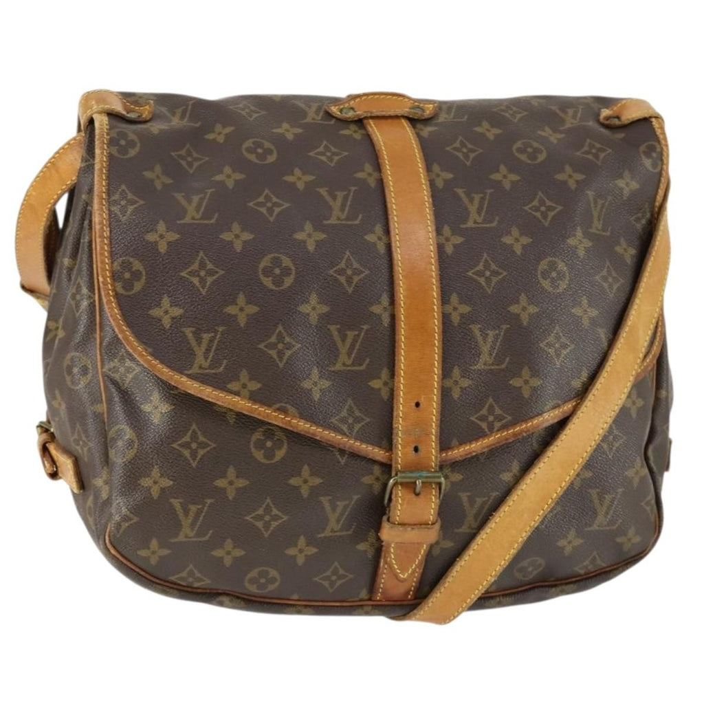 Louis Vuitton Saumur Handbag Monogram Canvas Brown Canvas Shoulder Bag Bag (Pre-Owned)