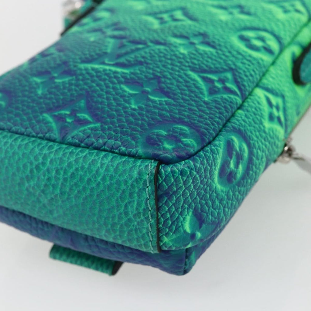 Louis Vuitton Double Phone Pouch Nm Monogram Shadow Leather Green Leather Clutche & Pouche Bag (Pre-Owned)