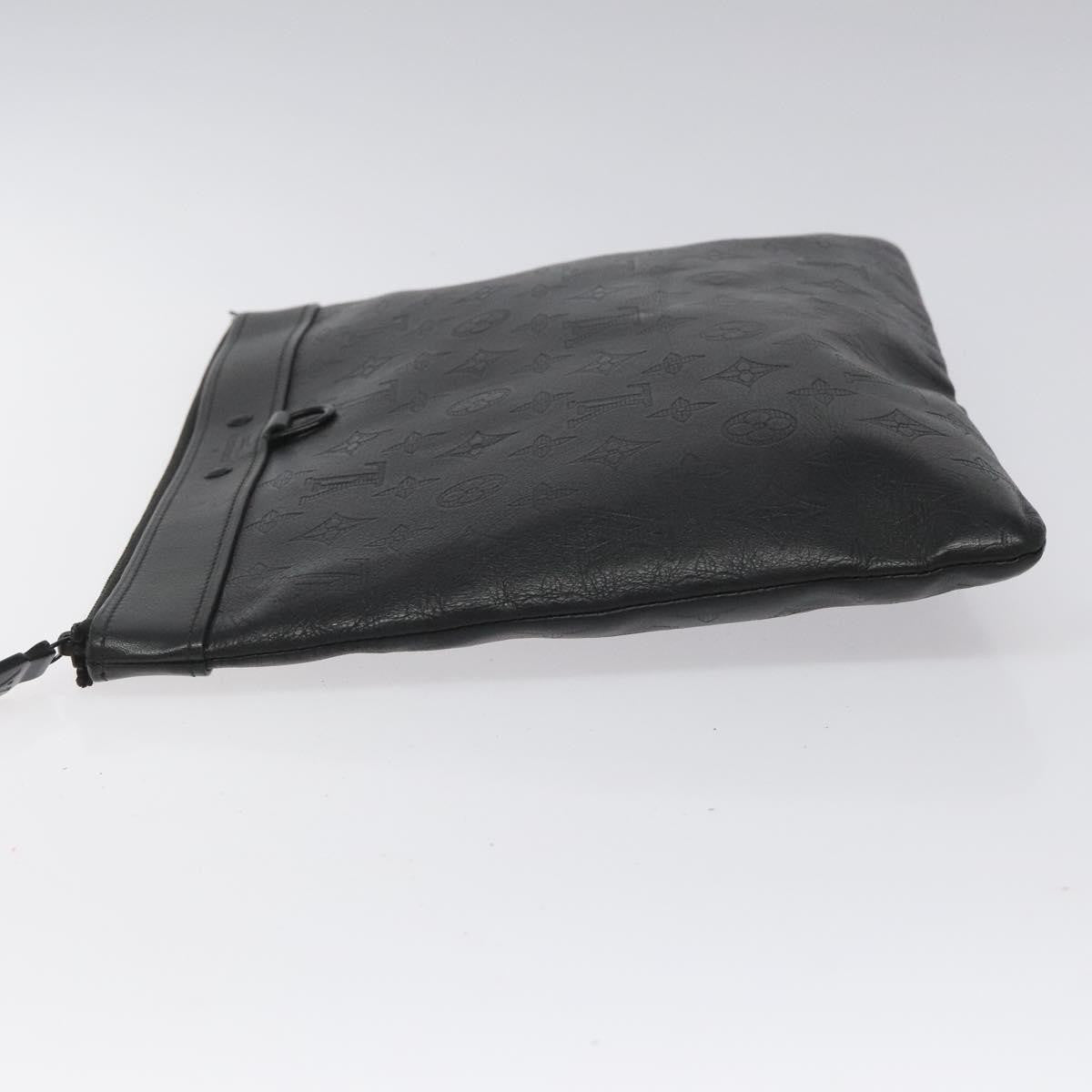 Louis Vuitton Discovery Pochette Monogram Shadow Leather Black Leather Bag (Pre-Owned)