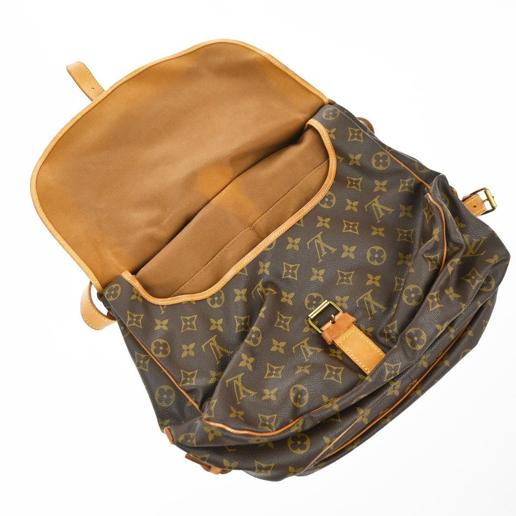 Louis Vuitton Saumur Handbag Monogram Canvas Brown Canvas Shoulder Bag Bag (Pre-Owned)