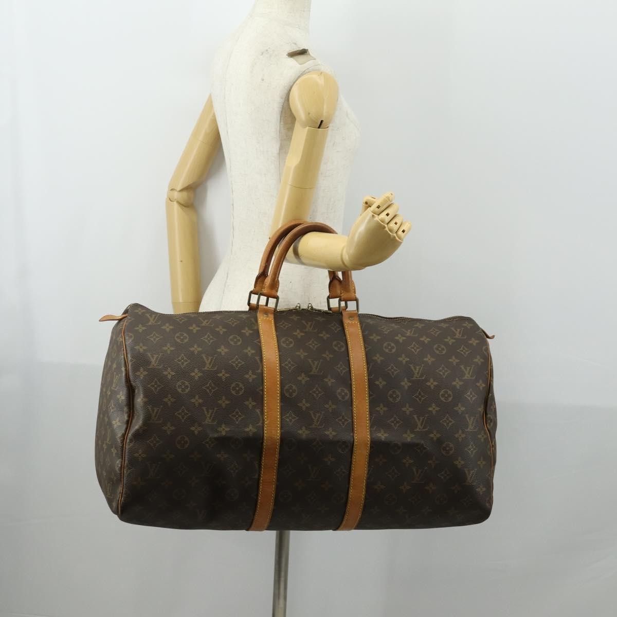 Louis Vuitton Keepall Bag Monogram Canvas Brown Canvas Travel Bag Bag (Pre-Owned)