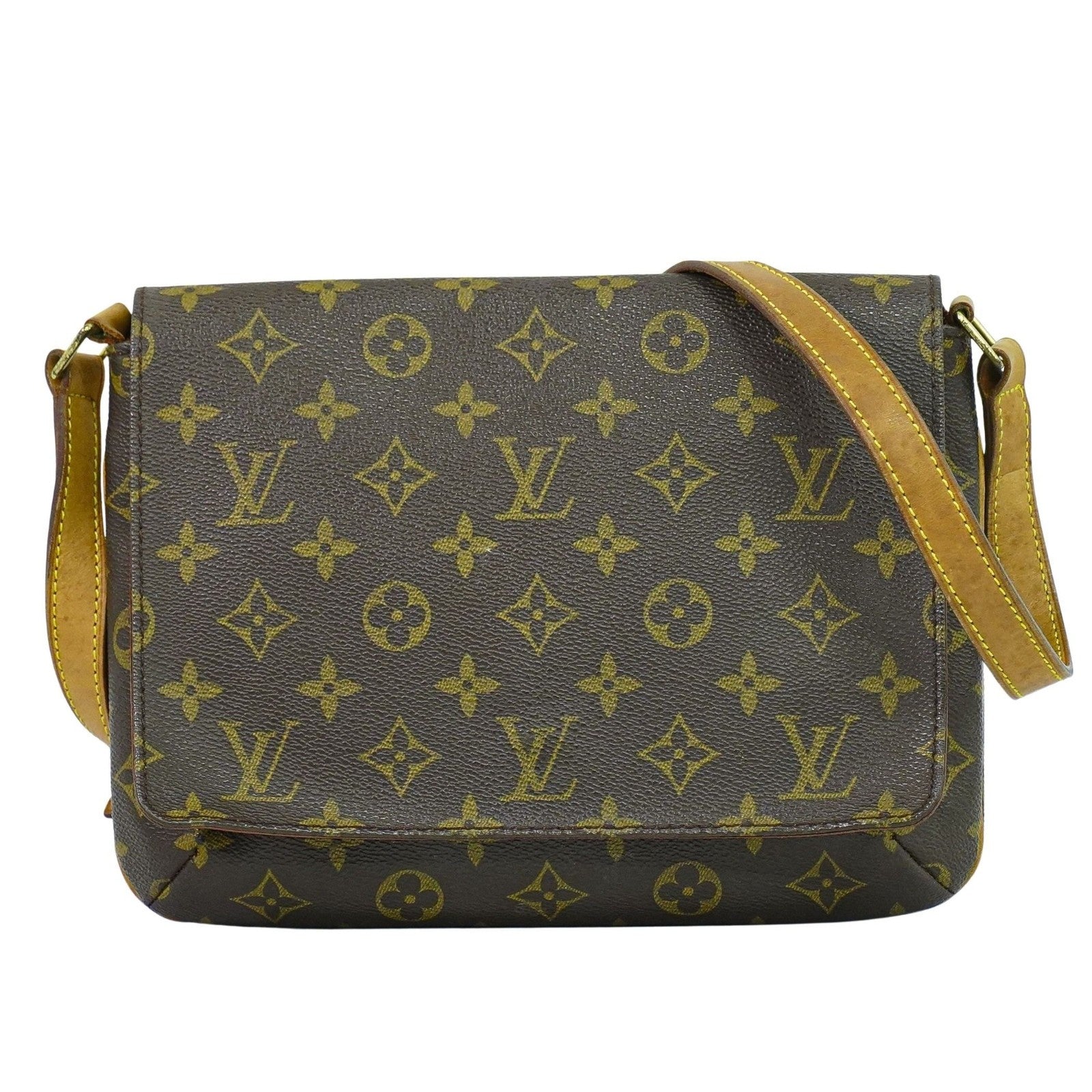 Louis Vuitton Musette Tango Handbag Monogram Canvas Brown Canvas Shoulder Bag Bag (Pre-Owned)