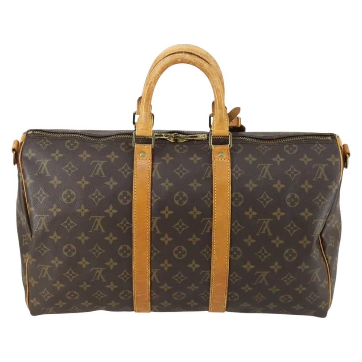Louis Vuitton Keepall Bandouliere Bag Monogram Canvas Brown Canvas Travel Bag Bag (Pre-Owned)