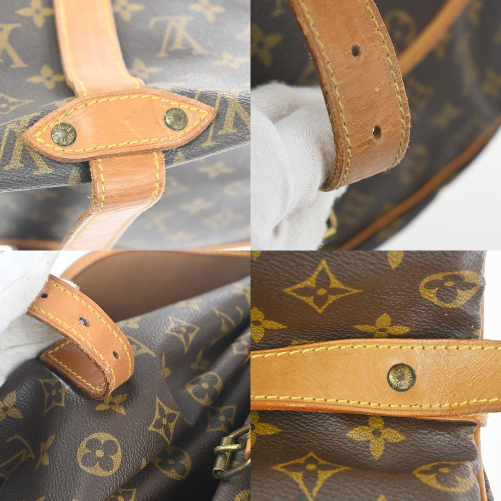 Louis Vuitton Saumur Handbag Monogram Canvas Brown Canvas Shoulder Bag Bag (Pre-Owned)
