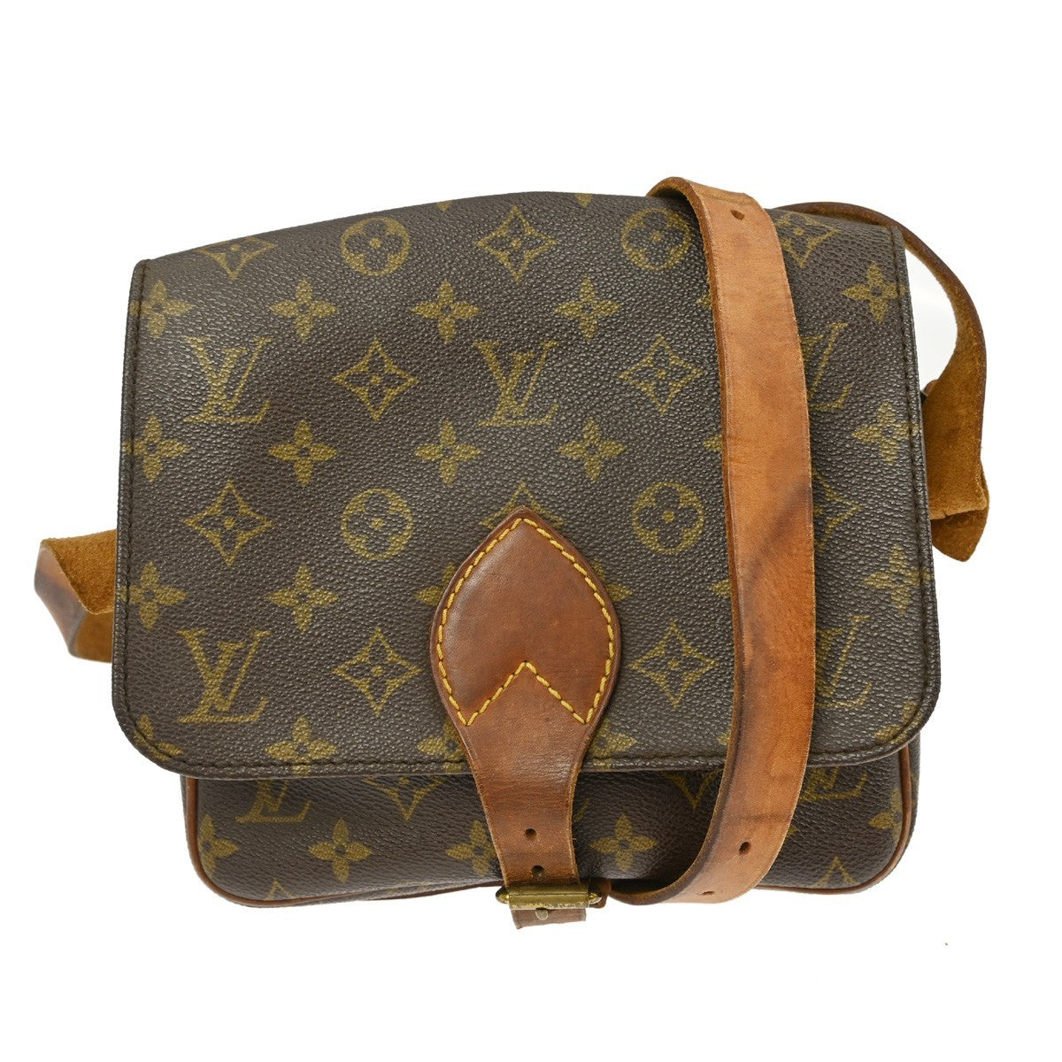 Louis Vuitton Cartouchiere Handbag Monogram Canvas Brown Canvas Shoulder Bag Bag (Pre-Owned)