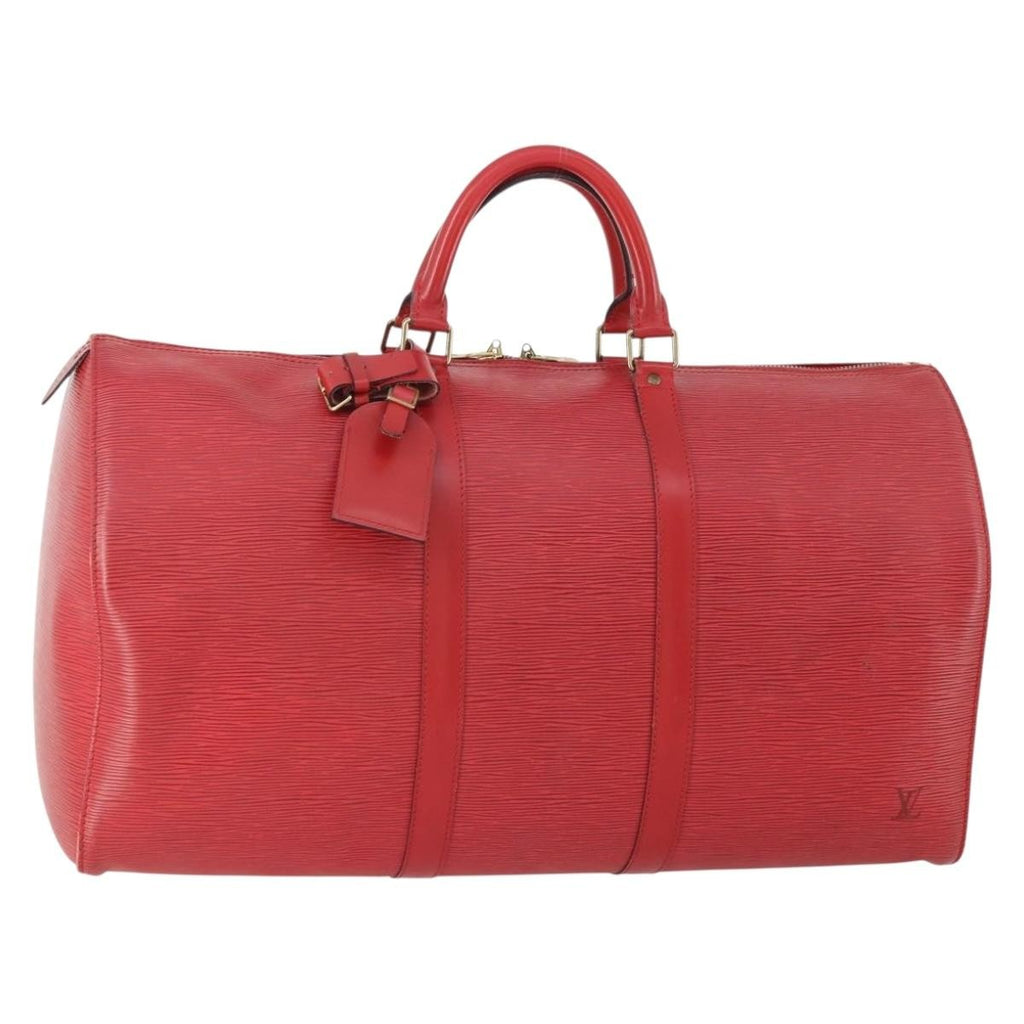 Louis Vuitton Keepall Bag Epi Leather Red Leather Travel Bag Bag (Pre-Owned)