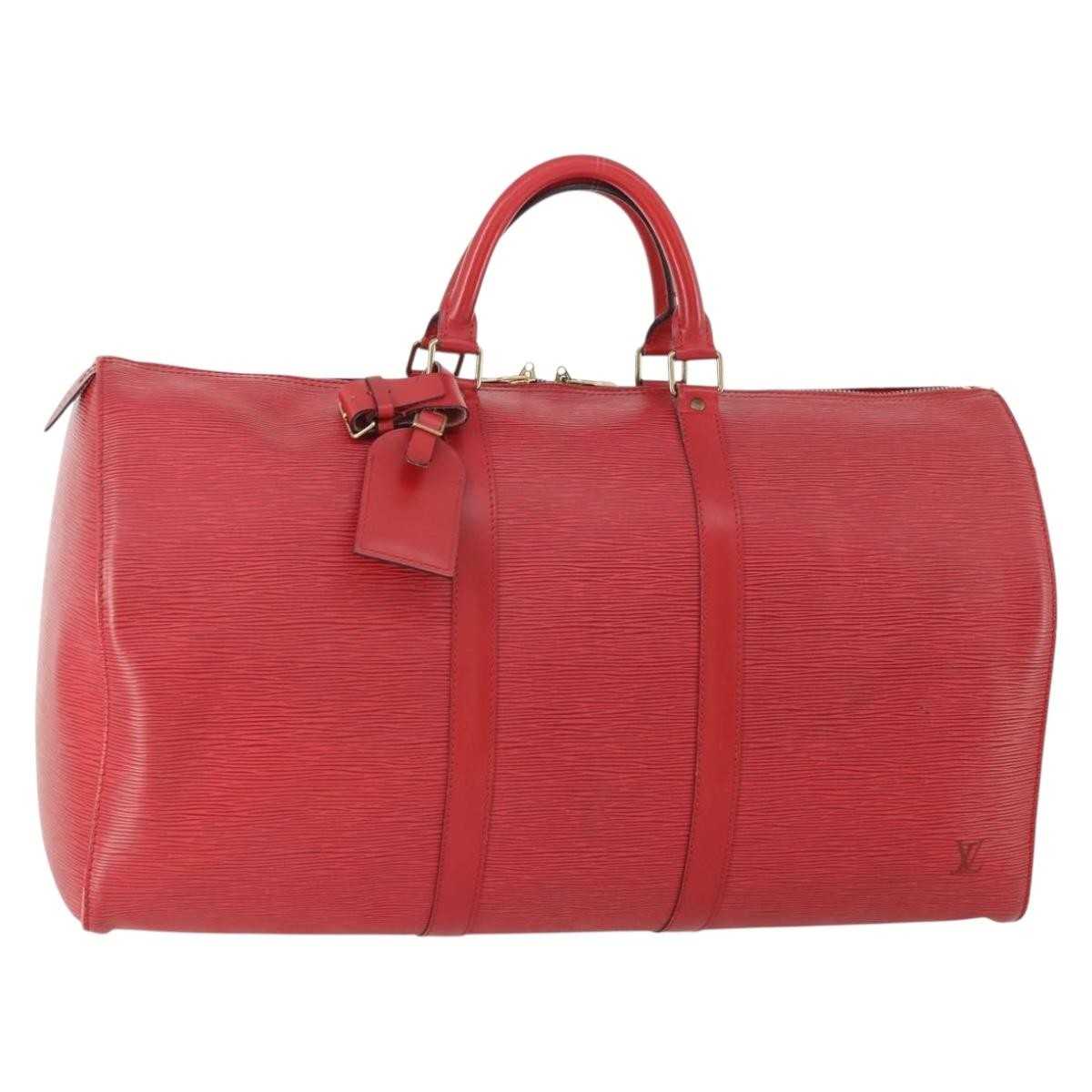 Louis Vuitton Keepall Bag Epi Leather Red Leather Travel Bag Bag (Pre-Owned)