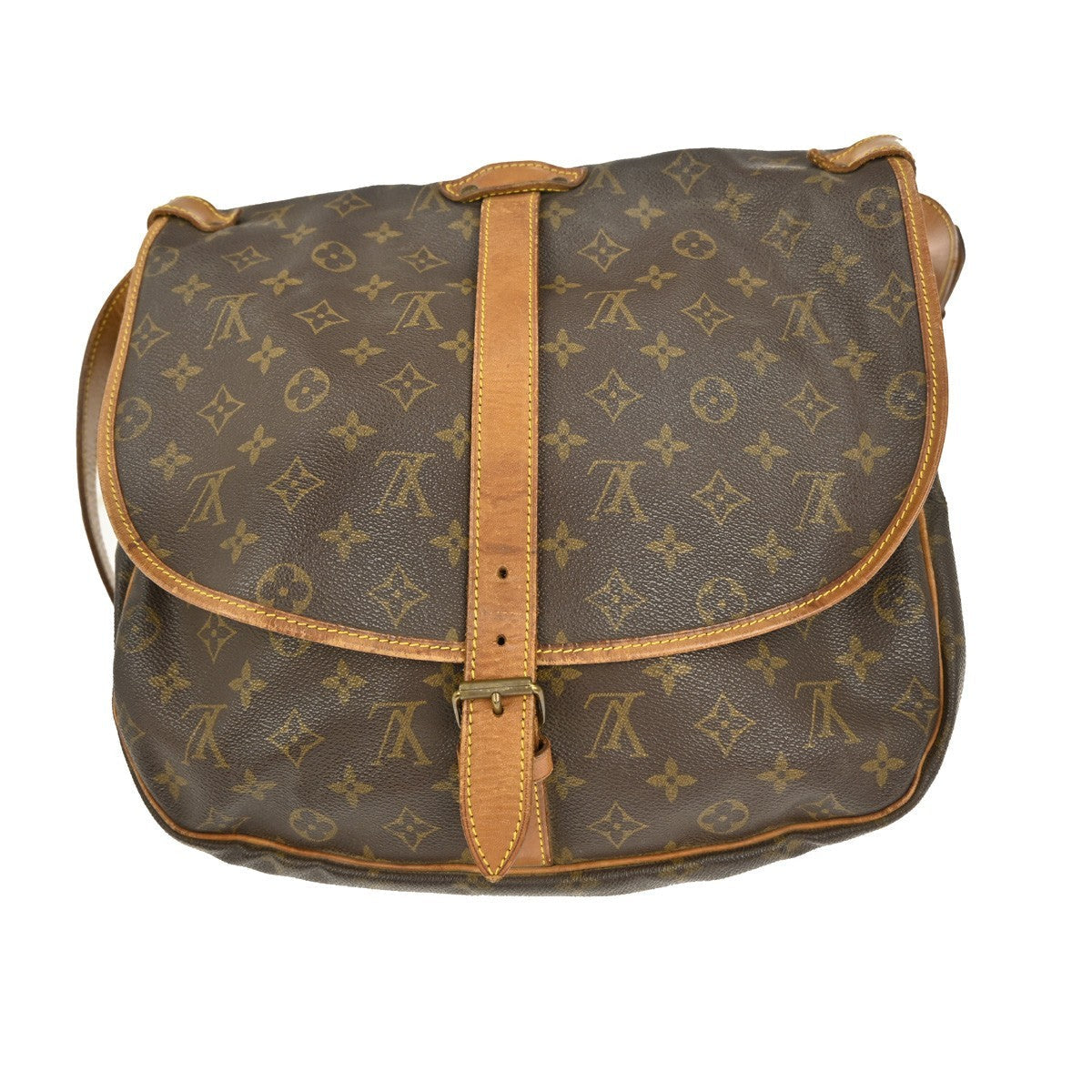 Louis Vuitton Saumur Handbag Monogram Canvas Brown Canvas Shoulder Bag Bag (Pre-Owned)