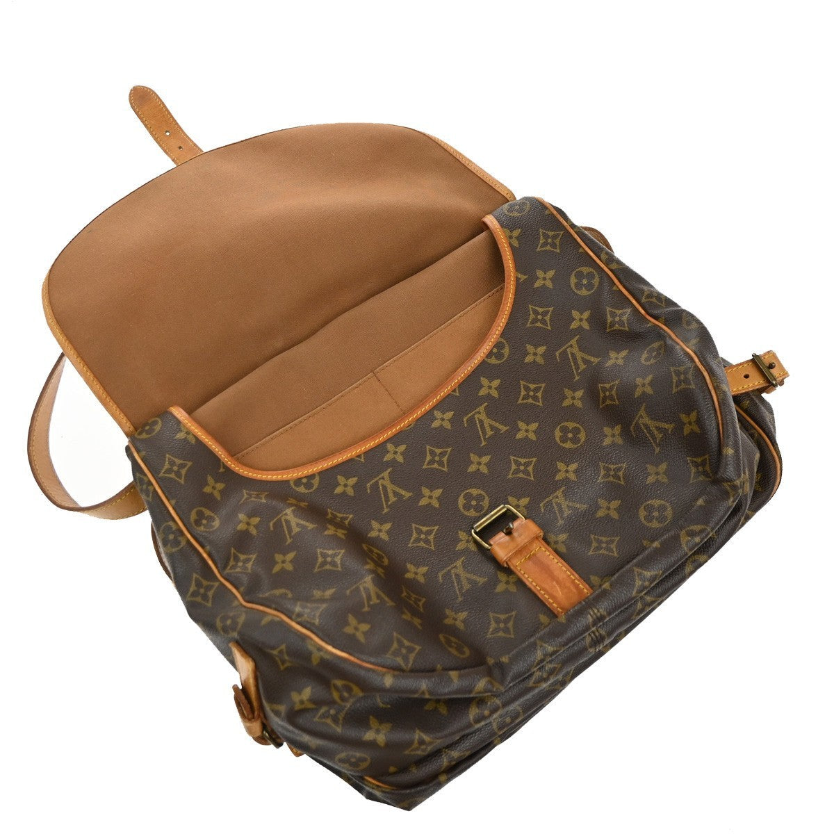 Louis Vuitton Saumur Handbag Monogram Canvas Brown Canvas Shoulder Bag Bag (Pre-Owned)