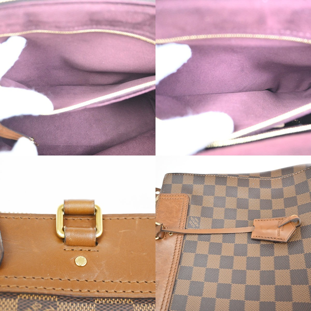 Louis Vuitton Greenwich Bag Damier Brown Leather Handbag (Pre-Owned)