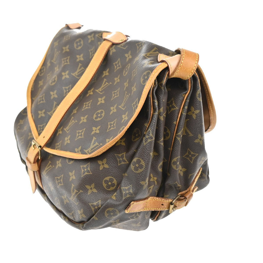 Louis Vuitton Saumur Handbag Monogram Canvas Brown Canvas Shoulder Bag Bag (Pre-Owned)