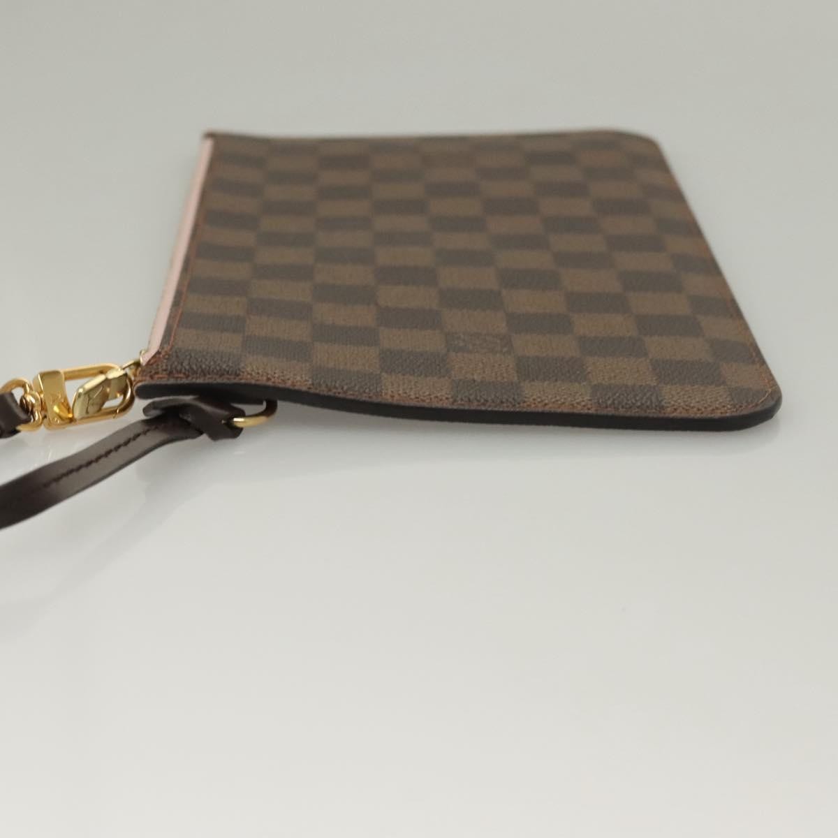 Louis Vuitton Neverfull Pochette Damier Brown Canvas Bag (Pre-Owned)
